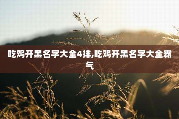 吃鸡开黑名字大全4排,吃鸡开黑名字大全霸气