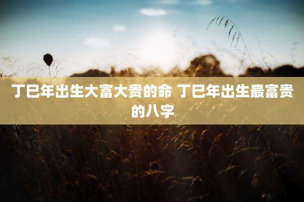 丁巳年出生大富大贵的命 丁巳年出生最富贵的八字