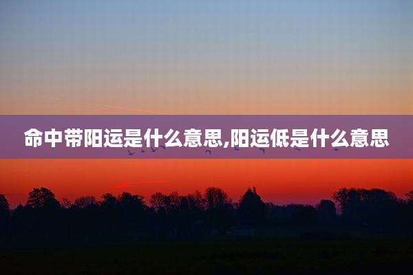 命中带阳运是什么意思,阳运低是什么意思