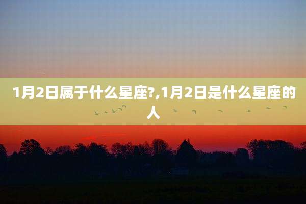 1月2日属于什么星座?,1月2日是什么星座的人