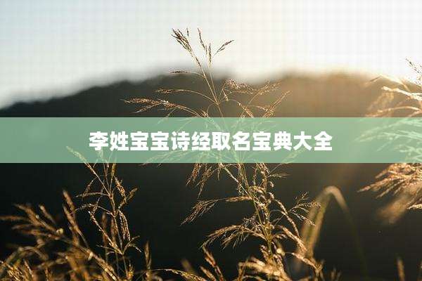 李姓宝宝诗经取名宝典大全