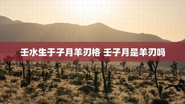 壬水生于子月羊刃格 壬子月是羊刃吗