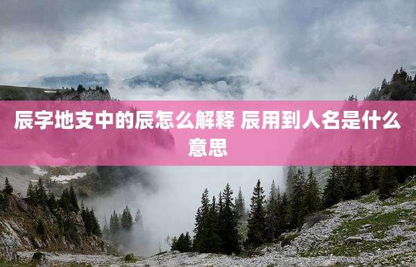 辰字地支中的辰怎么解释 辰用到人名是什么意思
