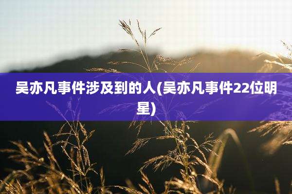吴亦凡事件涉及到的人(吴亦凡事件22位明星)