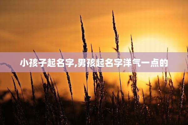 小孩子起名字,男孩起名字洋气一点的