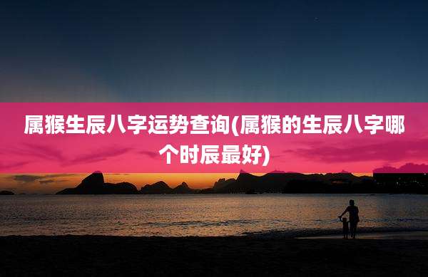 属猴生辰八字运势查询(属猴的生辰八字哪个时辰最好)