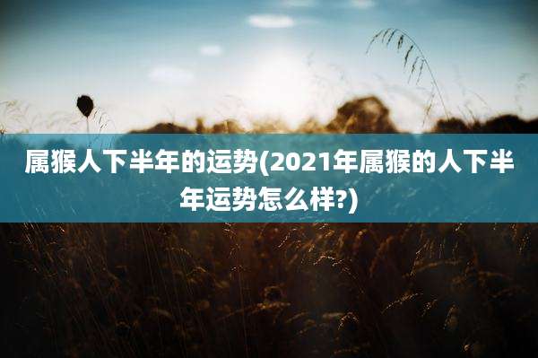 属猴人下半年的运势(2021年属猴的人下半年运势怎么样?)