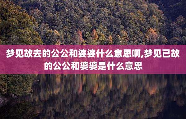 梦见故去的公公和婆婆什么意思啊,梦见已故的公公和婆婆是什么意思