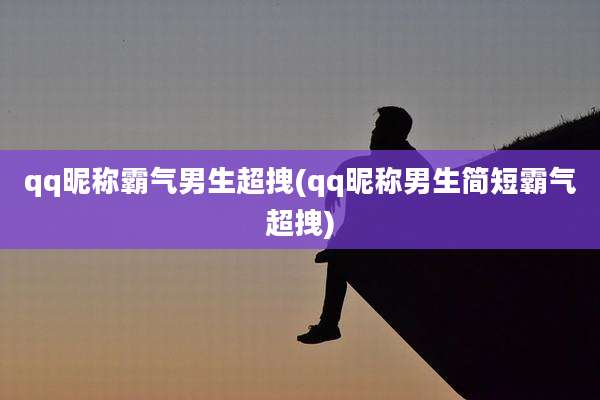 qq昵称霸气男生超拽(qq昵称男生简短霸气超拽)