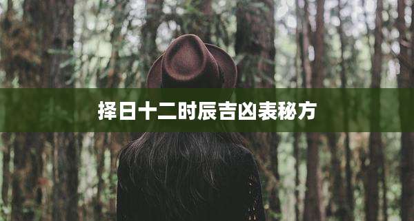 择日十二时辰吉凶表秘方