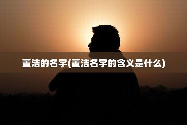 董洁的名字(董洁名字的含义是什么)