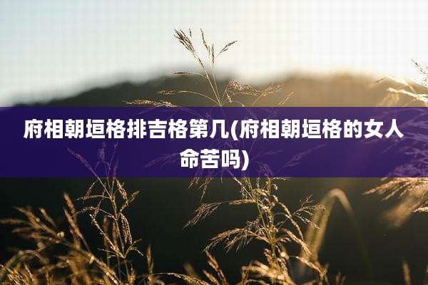 府相朝垣格排吉格第几(府相朝垣格的女人命苦吗)