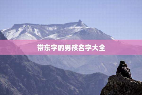 带东字的男孩名字大全