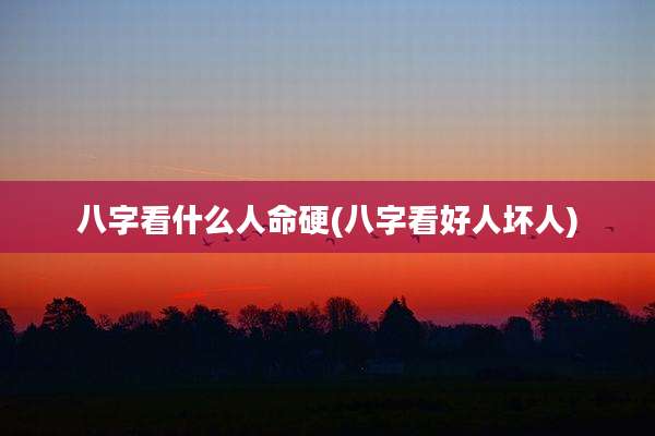 八字看什么人命硬(八字看好人坏人)