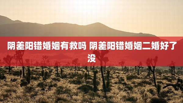 阴差阳错婚姻有救吗 阴差阳错婚姻二婚好了没