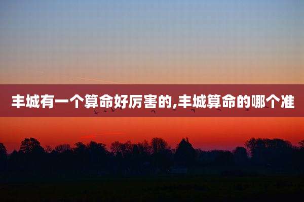 丰城有一个算命好厉害的,丰城算命的哪个准