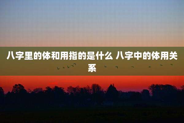 八字里的体和用指的是什么 八字中的体用关系