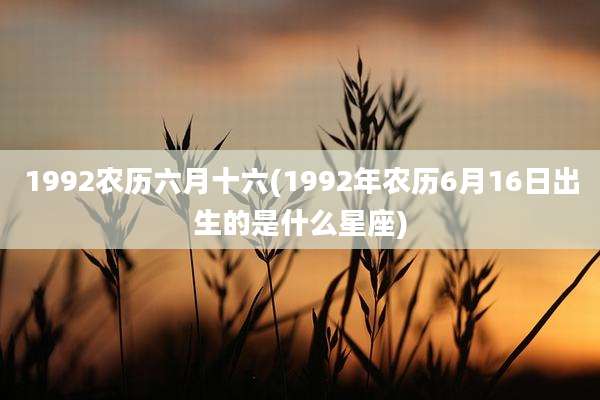 1992农历六月十六(1992年农历6月16日出生的是什么星座)