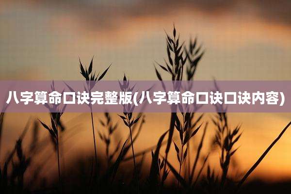 八字算命口诀完整版(八字算命口诀口诀内容)