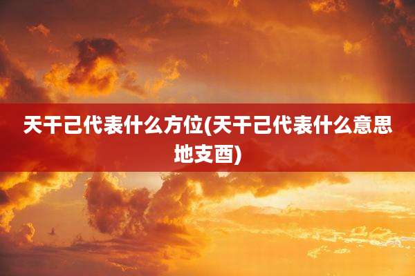天干己代表什么方位(天干己代表什么意思地支酉)