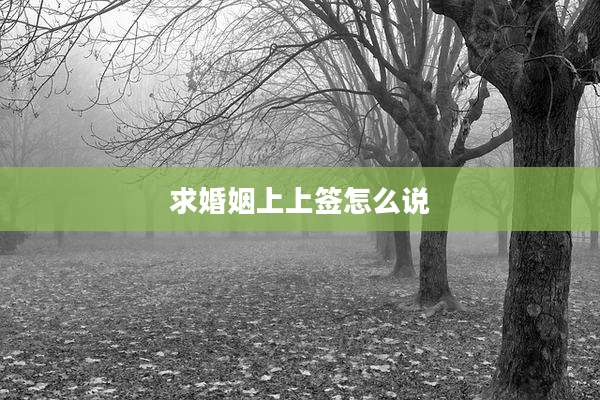 求婚姻上上签怎么说