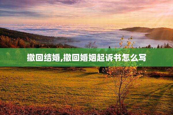 撤回结婚,撤回婚姻起诉书怎么写