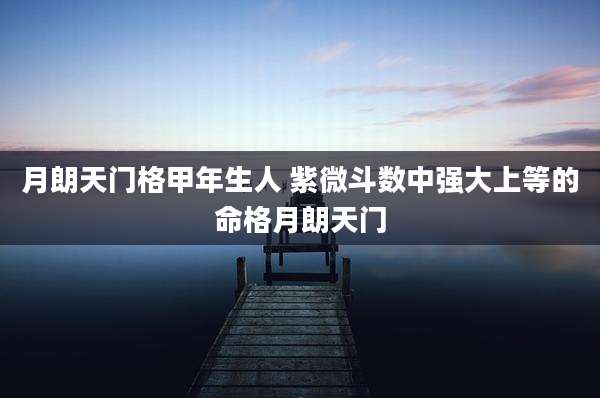 月朗天门格甲年生人 紫微斗数中强大上等的命格月朗天门