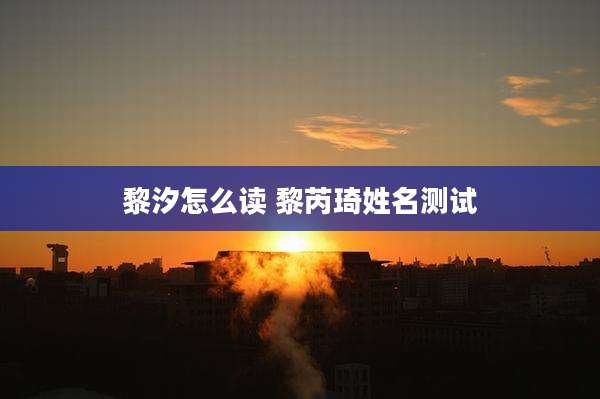 黎汐怎么读 黎芮琦姓名测试