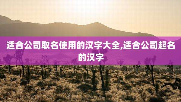 适合公司取名使用的汉字大全,适合公司起名的汉字