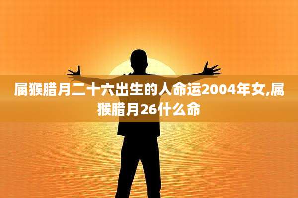 属猴腊月二十六出生的人命运2004年女,属猴腊月26什么命