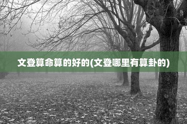 文登算命算的好的(文登哪里有算卦的)
