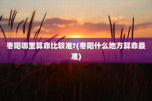 枣阳哪里算命比较准?(枣阳什么地方算命最准)