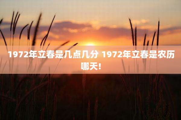 1972年立春是几点几分 1972年立春是农历哪天!