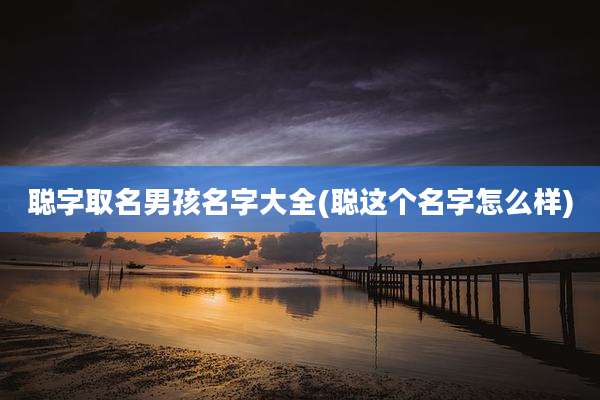 聪字取名男孩名字大全(聪这个名字怎么样)