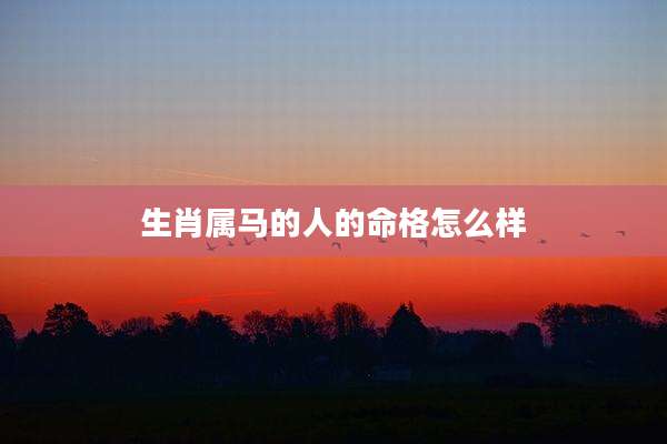 生肖属马的人的命格怎么样