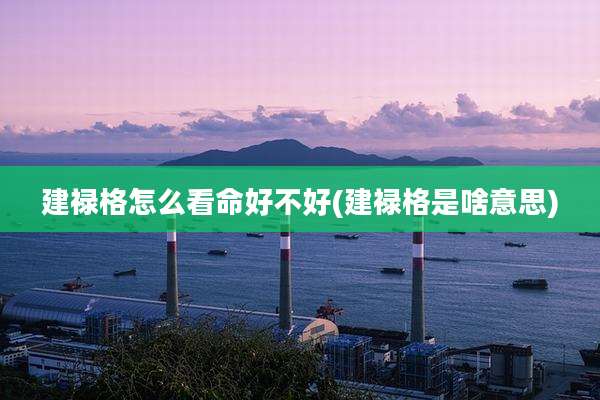 建禄格怎么看命好不好(建禄格是啥意思)