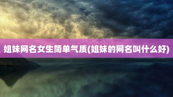 姐妹网名女生简单气质(姐妹的网名叫什么好)