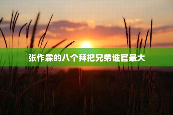 张作霖的八个拜把兄弟谁官最大