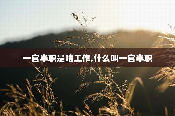 一官半职是啥工作,什么叫一官半职