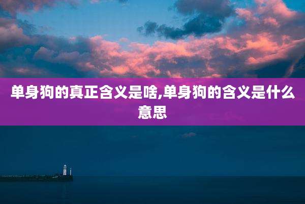 单身狗的真正含义是啥,单身狗的含义是什么意思