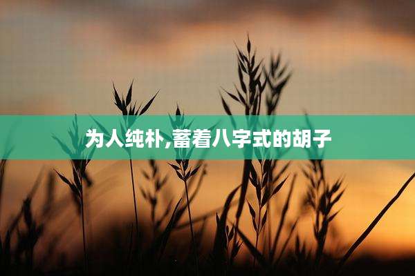 为人纯朴,蓄着八字式的胡子