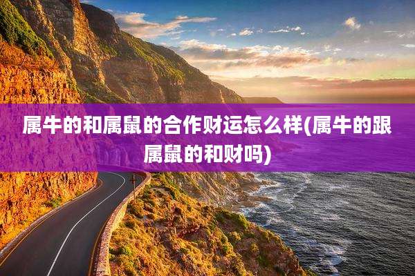属牛的和属鼠的合作财运怎么样(属牛的跟属鼠的和财吗)