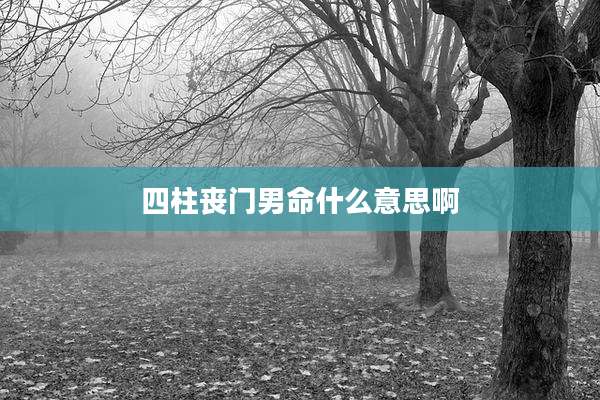 四柱丧门男命什么意思啊