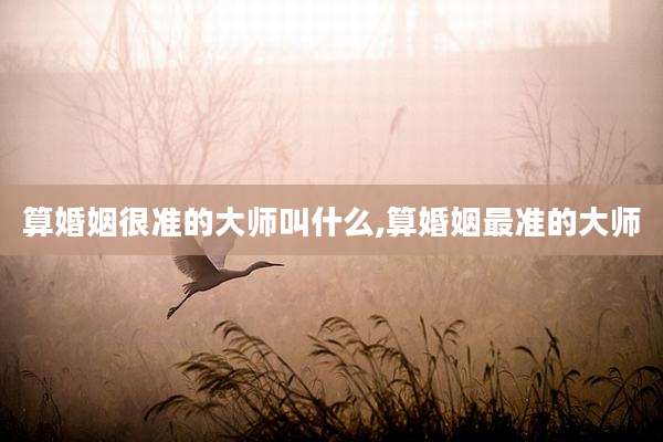 算婚姻很准的大师叫什么,算婚姻最准的大师
