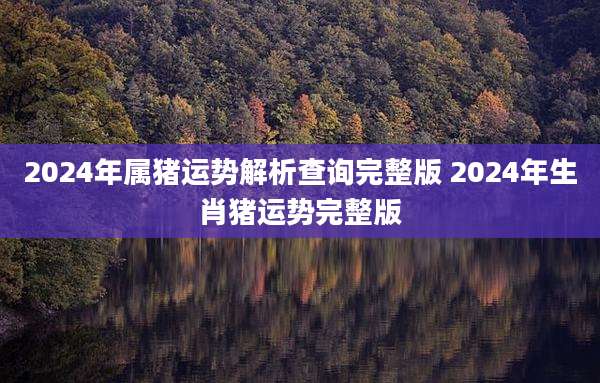 2024年属猪运势解析查询完整版 2024年生肖猪运势完整版