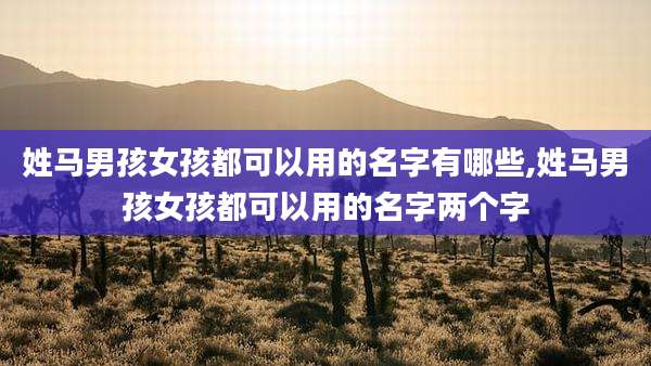 姓马男孩女孩都可以用的名字有哪些,姓马男孩女孩都可以用的名字两个字