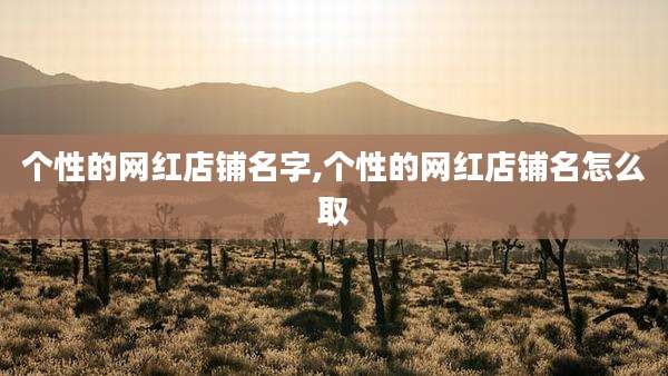 个性的网红店铺名字,个性的网红店铺名怎么取