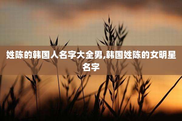 姓陈的韩国人名字大全男,韩国姓陈的女明星名字