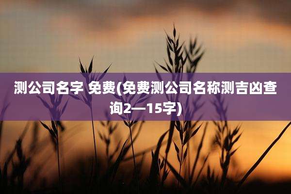 测公司名字 免费(免费测公司名称测吉凶查询2—15字)