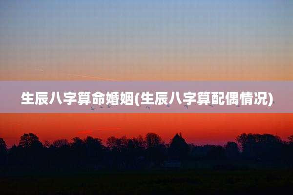 生辰八字算命婚姻(生辰八字算配偶情况)